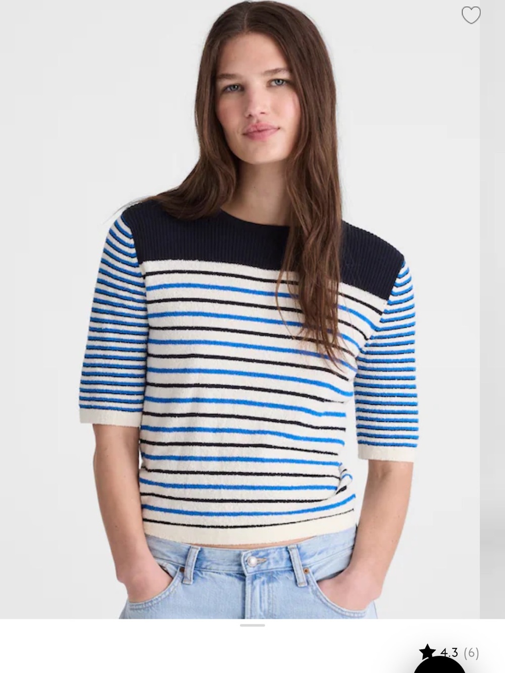 Madewell Navy, White & Blue Striped Short-Sleeve Crew Sweater